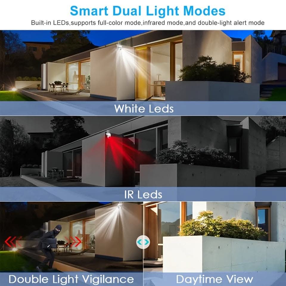 HD WiFi Surveillance Camera – Indoor/Outdoor, 355° Pan, Color Night Vision, Two-Way Audio, AI Detection
