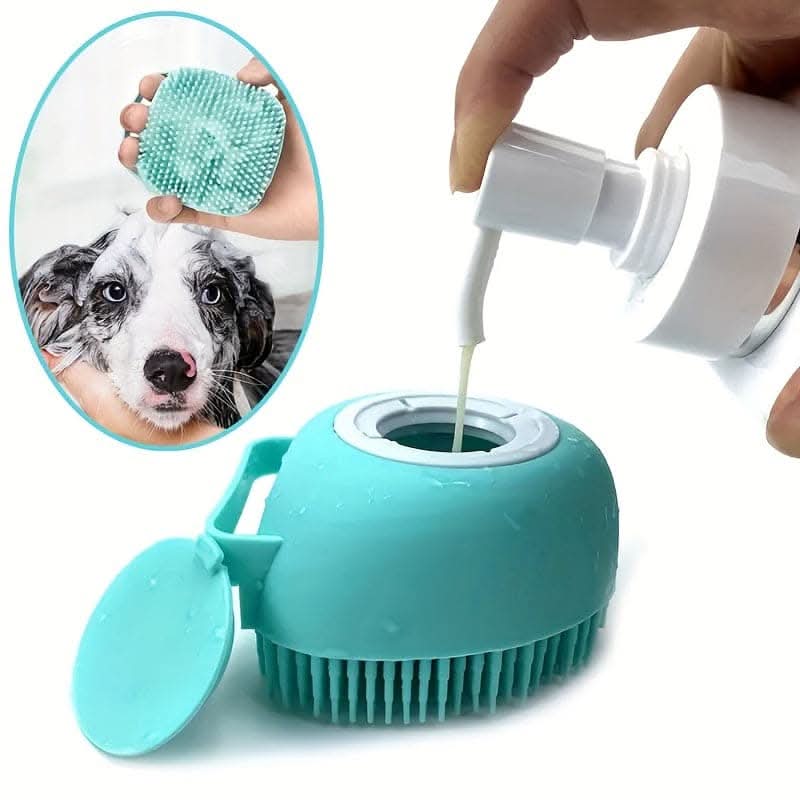 Silicone Pet Shampoo Brush with Storage