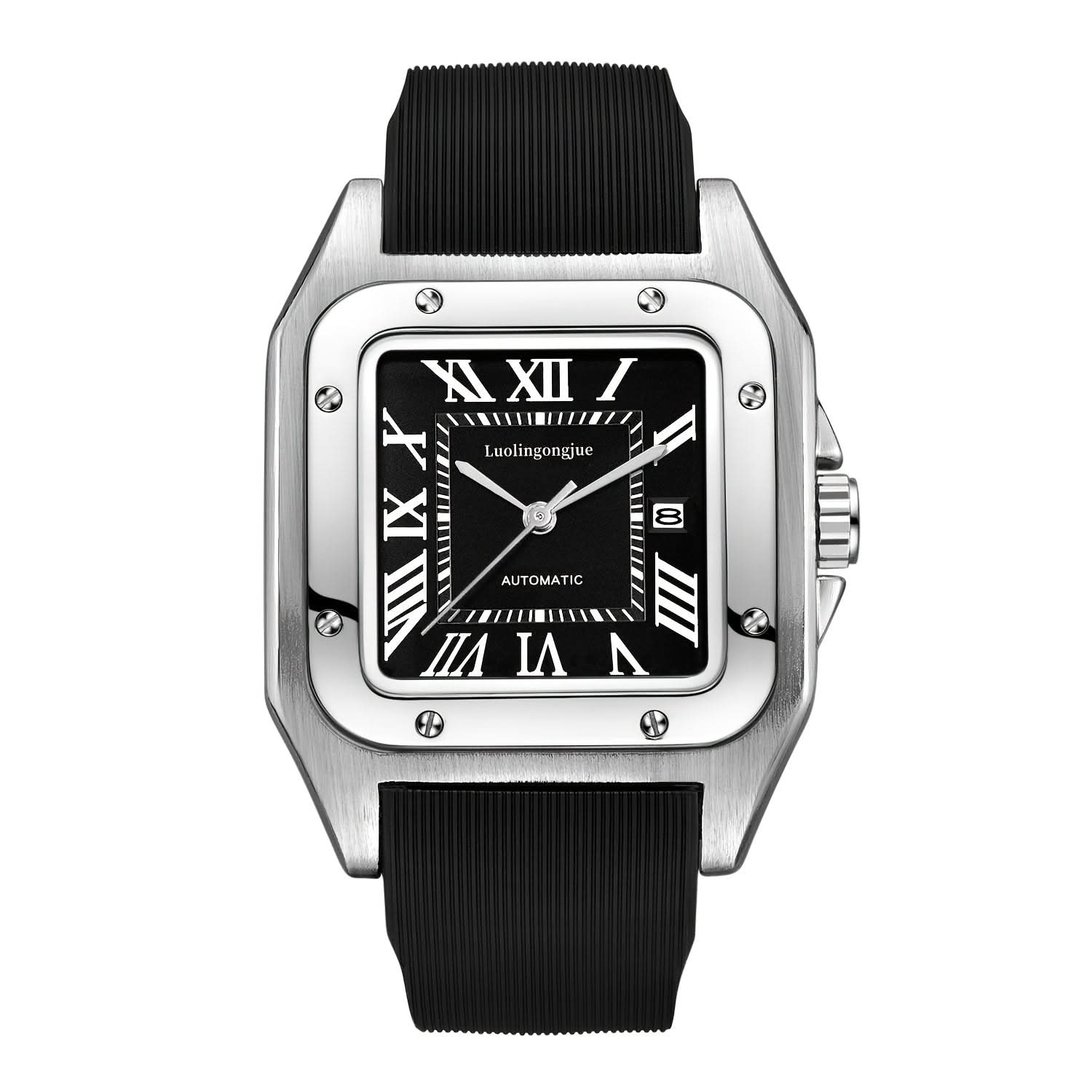 Men's Business Mechanical Watch, Zinc Alloy, Self-Winding, Rubber Strap