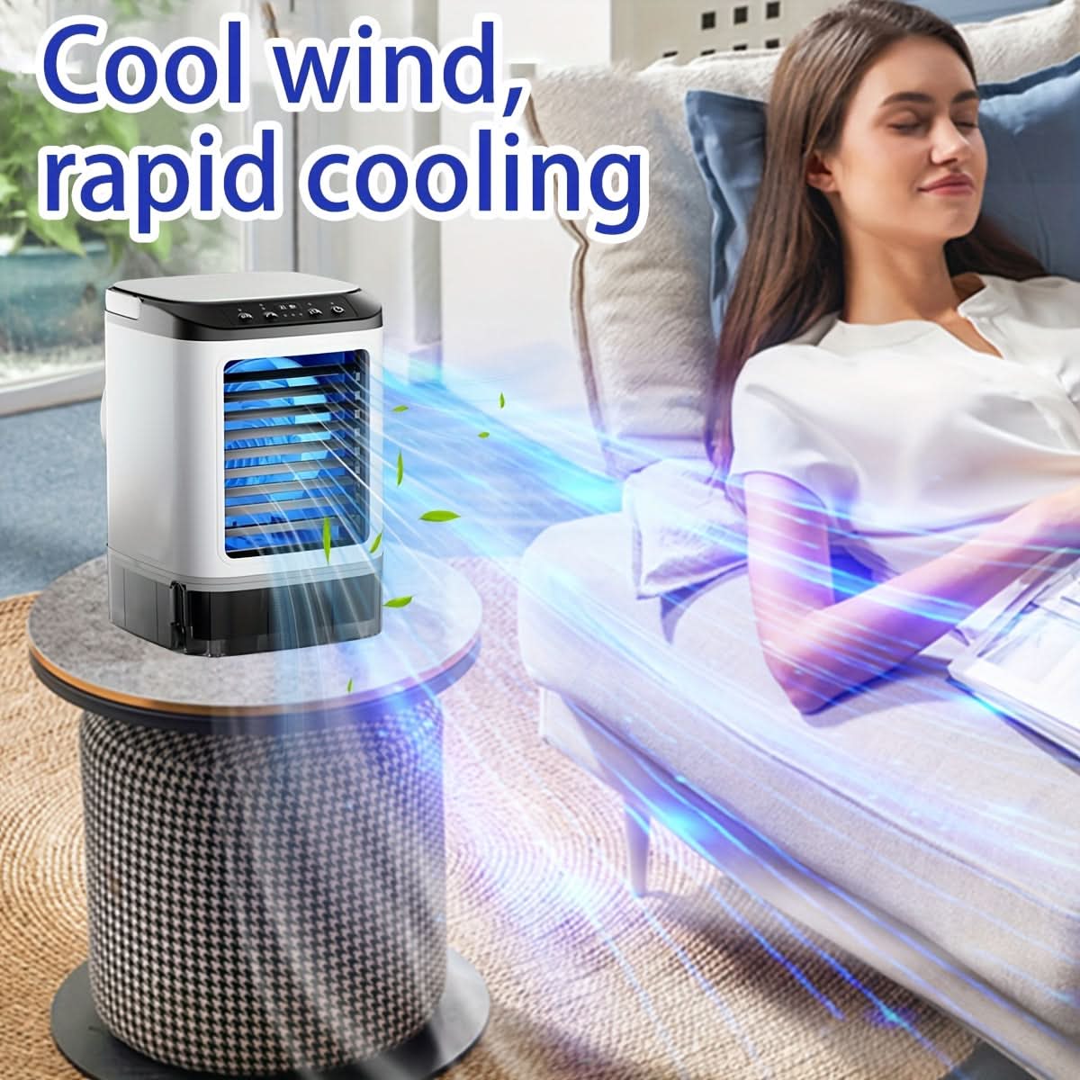 Mini Evaporative Air Cooler with Misting – USB Powered 3-Speed Personal Fan