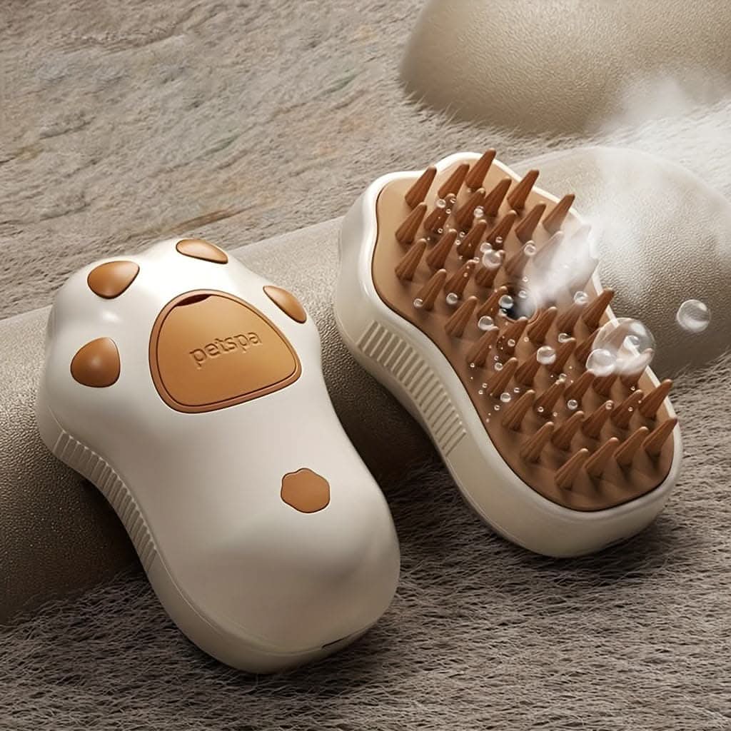 3-in-1 Electric Steam Brush - Ultimate Grooming Tool - Stylish Paw Design