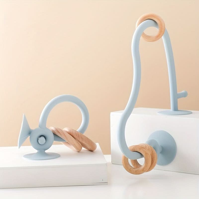 Silicone Suction Baby Arch Toy with Wooden Rings