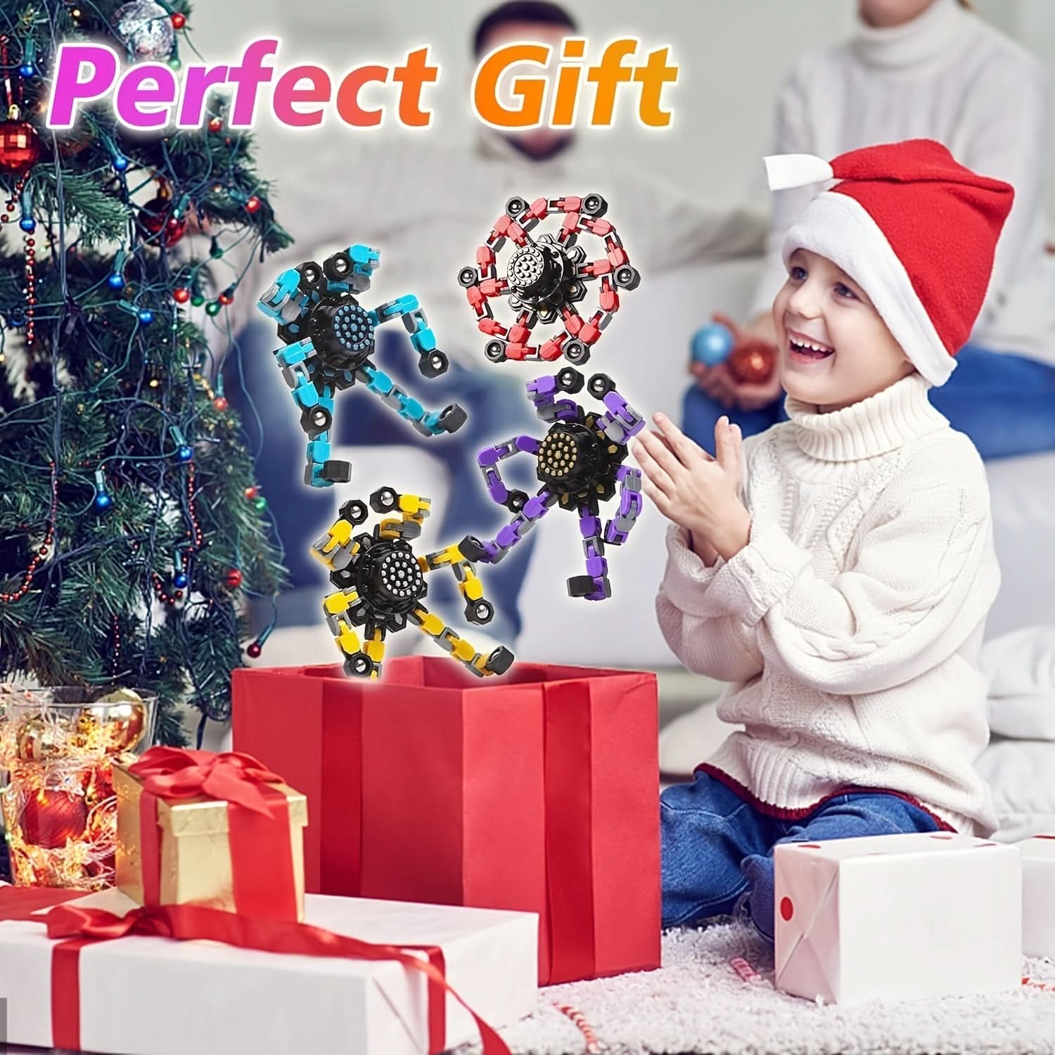 4pcs Transformable Fidget Spinners – Multi-Color High-Speed Bearing