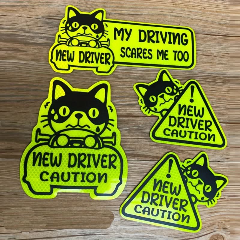 Reflective ‘Novice Driver’ Magnetic Car Stickers – Waterproof & UV-Resistant