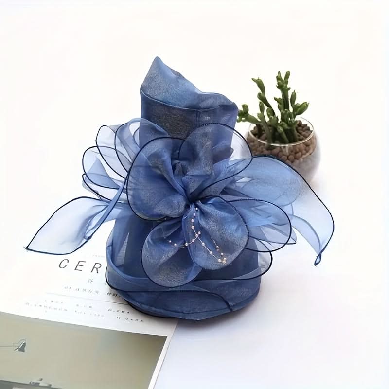 Black Organza Sun Hat for Women – Vintage Floral Design, Lightweight & Foldable