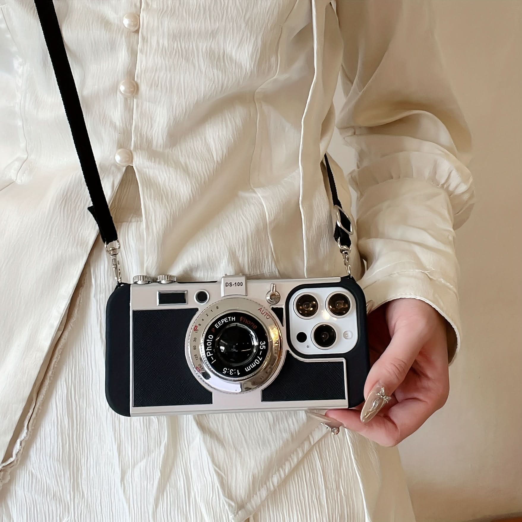 Retro Camera iPhone Case with Lanyard