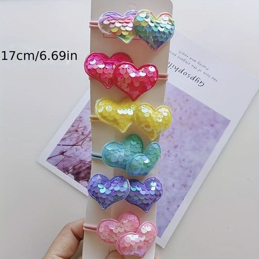 12PCS Sequin Love Star Crown Hair Ties
