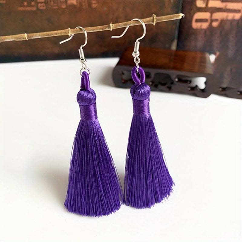 Colorful Tassel Dangle Earrings – Boho Ethnic Style