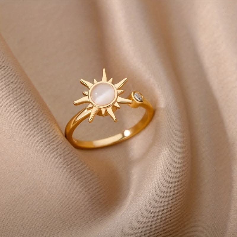 Adjustable Opal Sun Ring – Stainless Steel