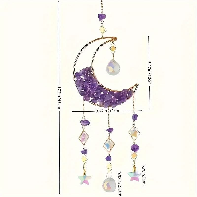 3-Piece Rainbow Amethyst Moon Crystal Prisms Suncatcher – Vibrant For Home Decor