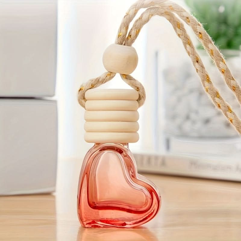 6pcs Wooden Heart-Shaped Perfume Bottles – Essential Oil Car Diffuser