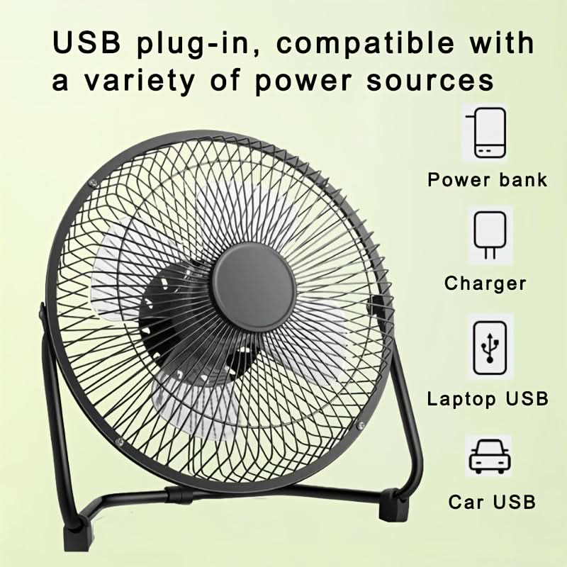 Portable USB Desktop Fan – 360° Adjustable Angle