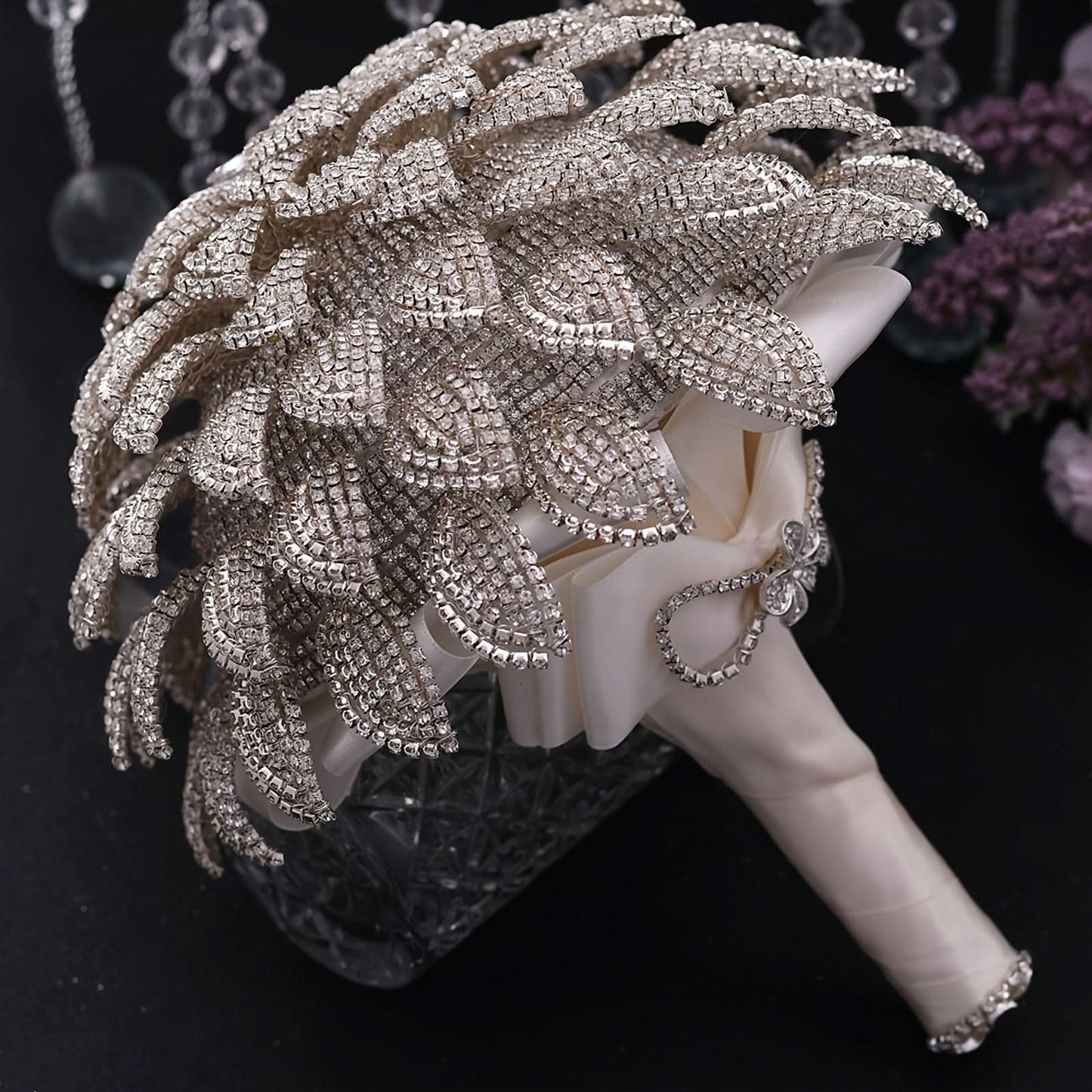 Silvery Rhinestone Wedding Bouquet – Bride’s Accessory