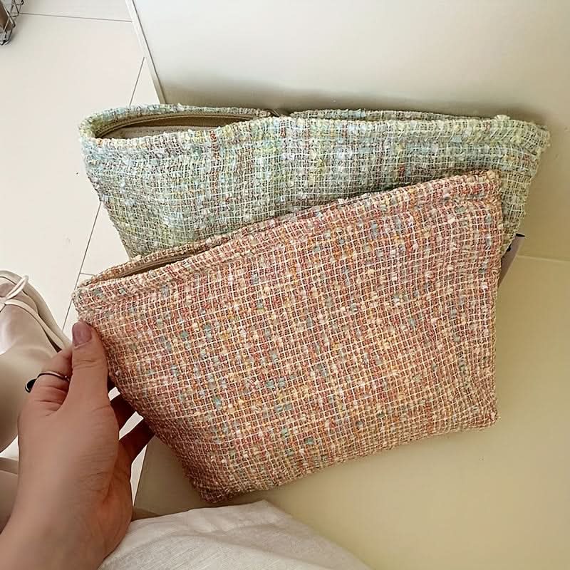 Chic Woven Fabric Makeup Bag