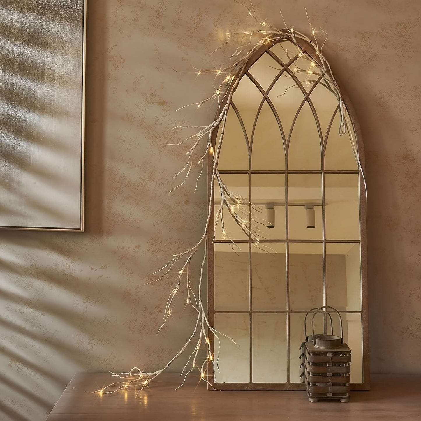 6ft Pre-Lit Birch Garland with 48 LEDs - Battery Operated, Remote & Timer Control