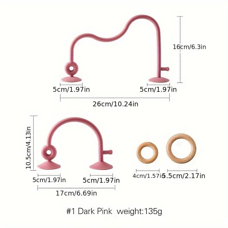 Silicone Suction Baby Arch Toy with Wooden Rings