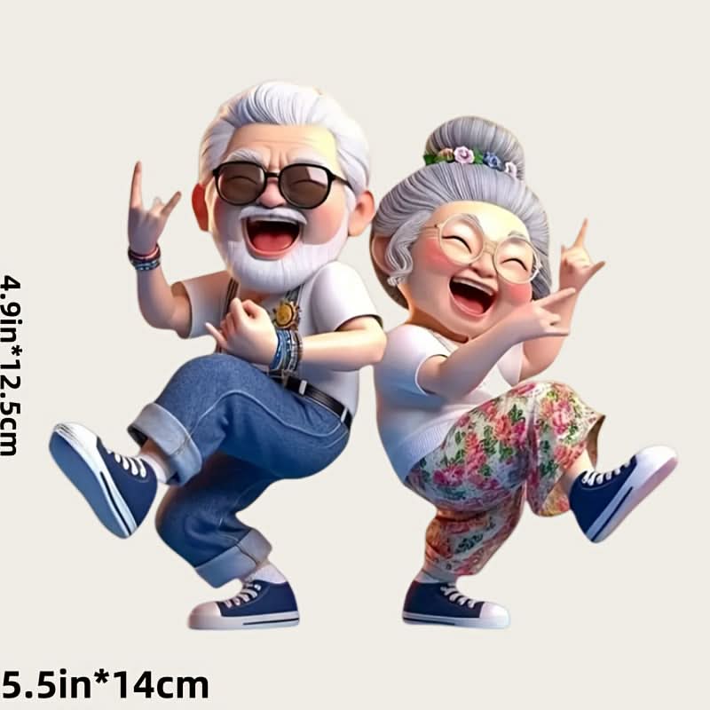 Dancing Senior Couple Car Waterproof Sticker for Bumper, Wall, Laptop & More