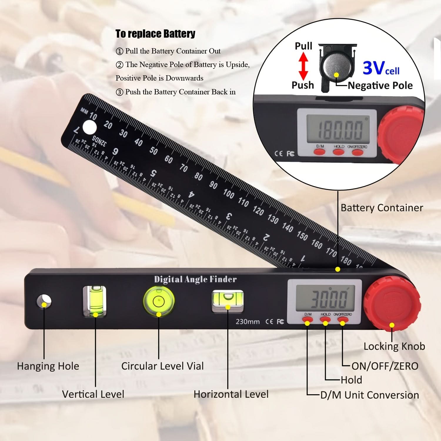 7-Inch Digital Angle Finder Protractor Ruler