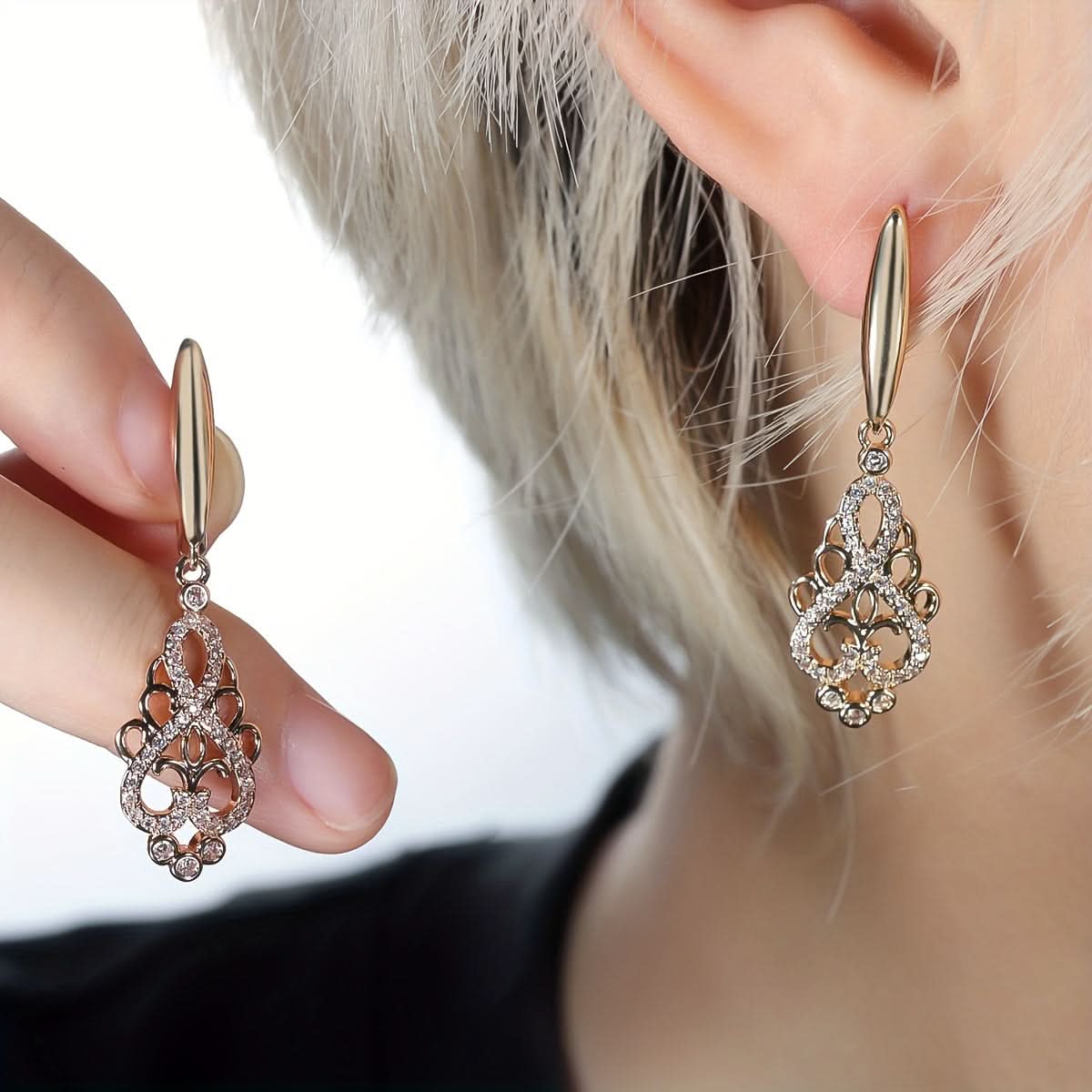 Gold Long Dangle Infinity Earrings for Women