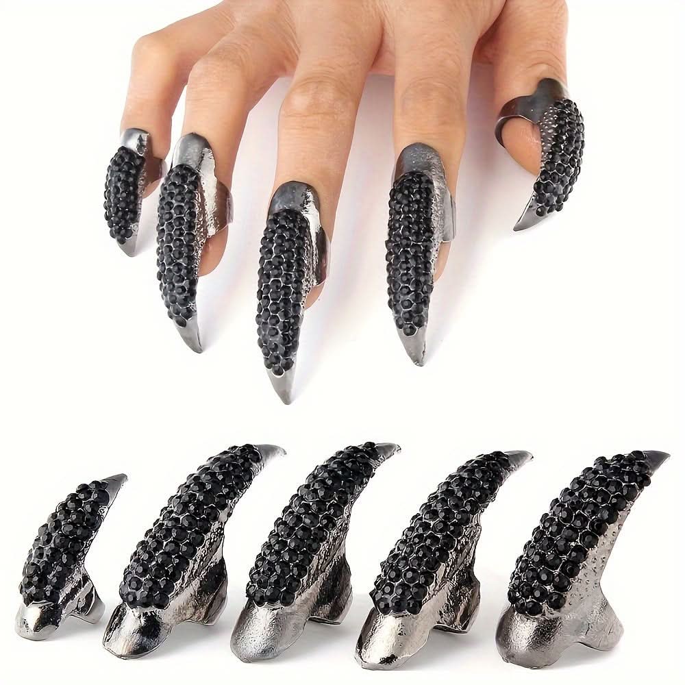 Black Gothic Punk Almond Nail Set