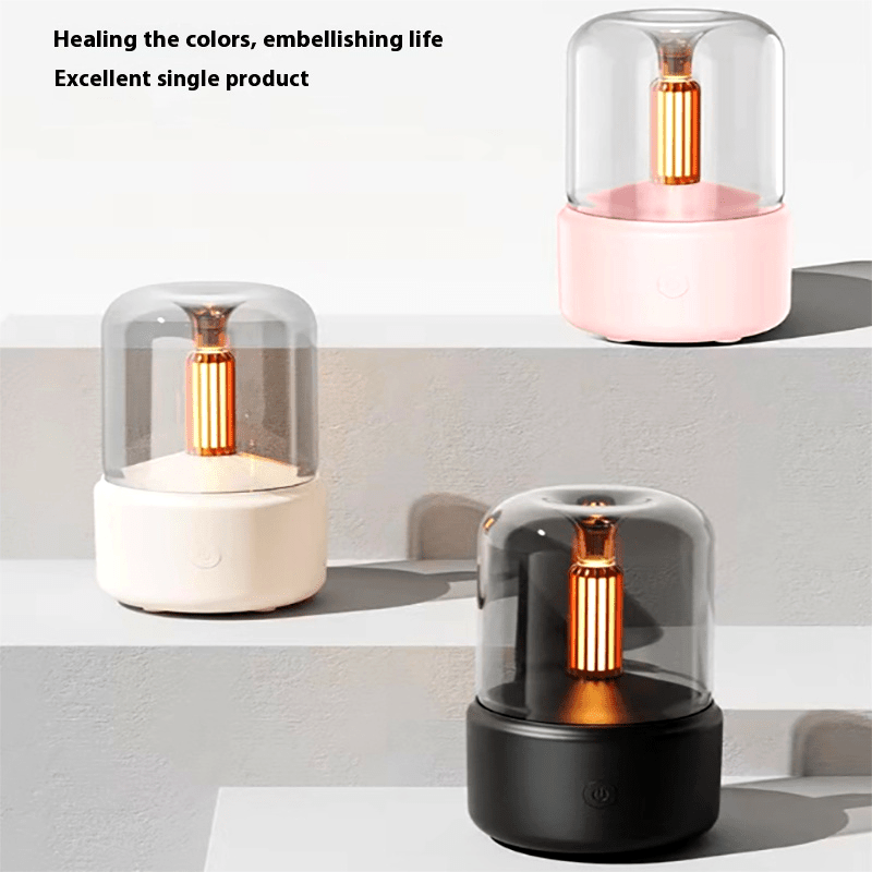 USB Aromatherapy Humidifier with Candlelight Lamp – Bedroom Decor & Gift