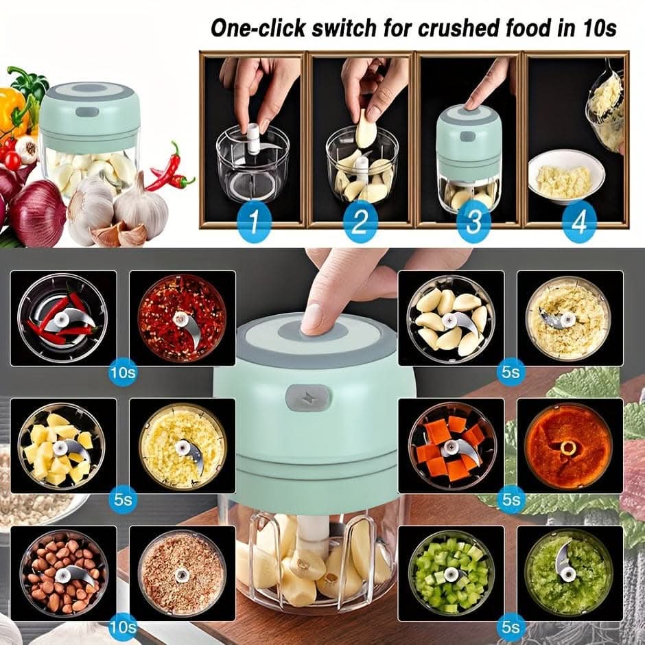 USB Rechargeable Electric Garlic Mixer - Multi-Scene Kitchen Shredder