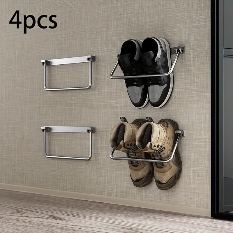 4pcs Iron Folding RV Shoe Rack - Wall-Mounted Space-Saving Organizer