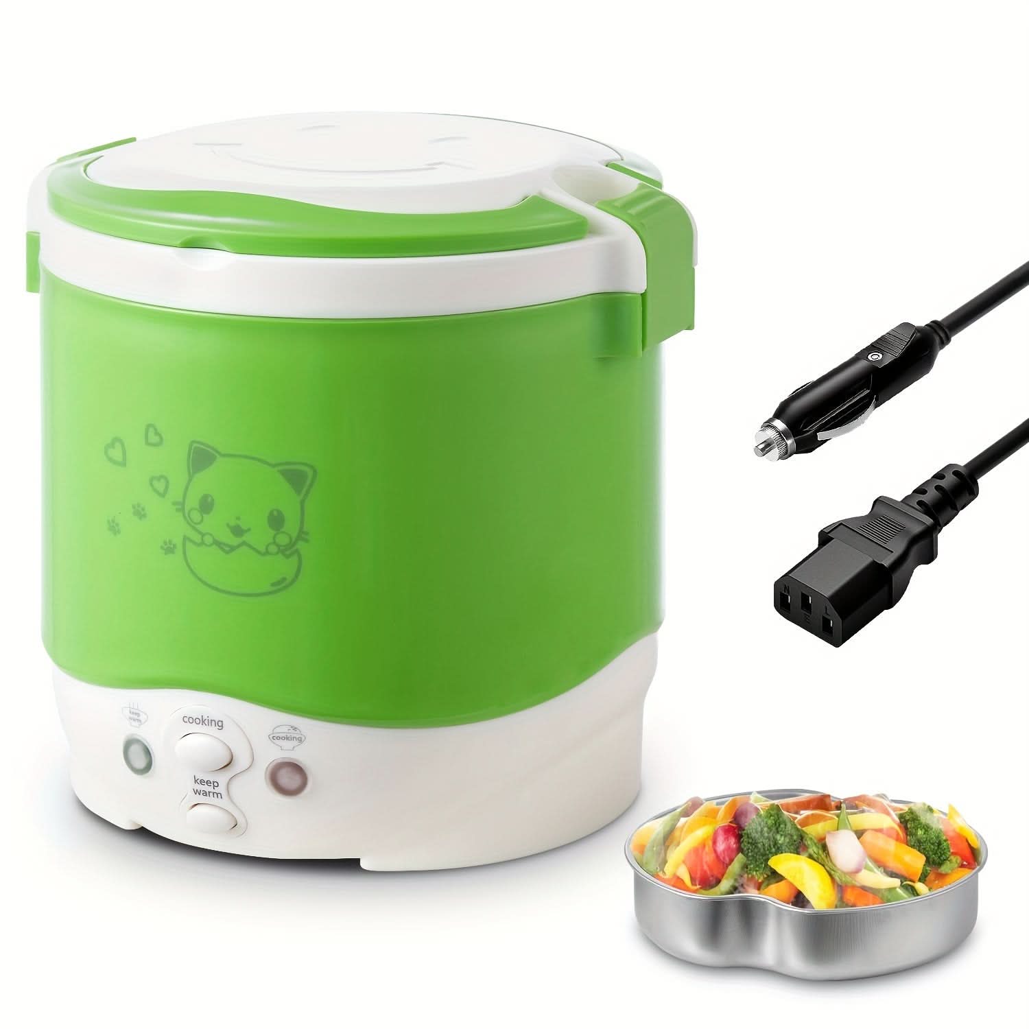 12V Portable Car Rice Cooker – Mini Travel Rice Cooker with Keep Warm Function