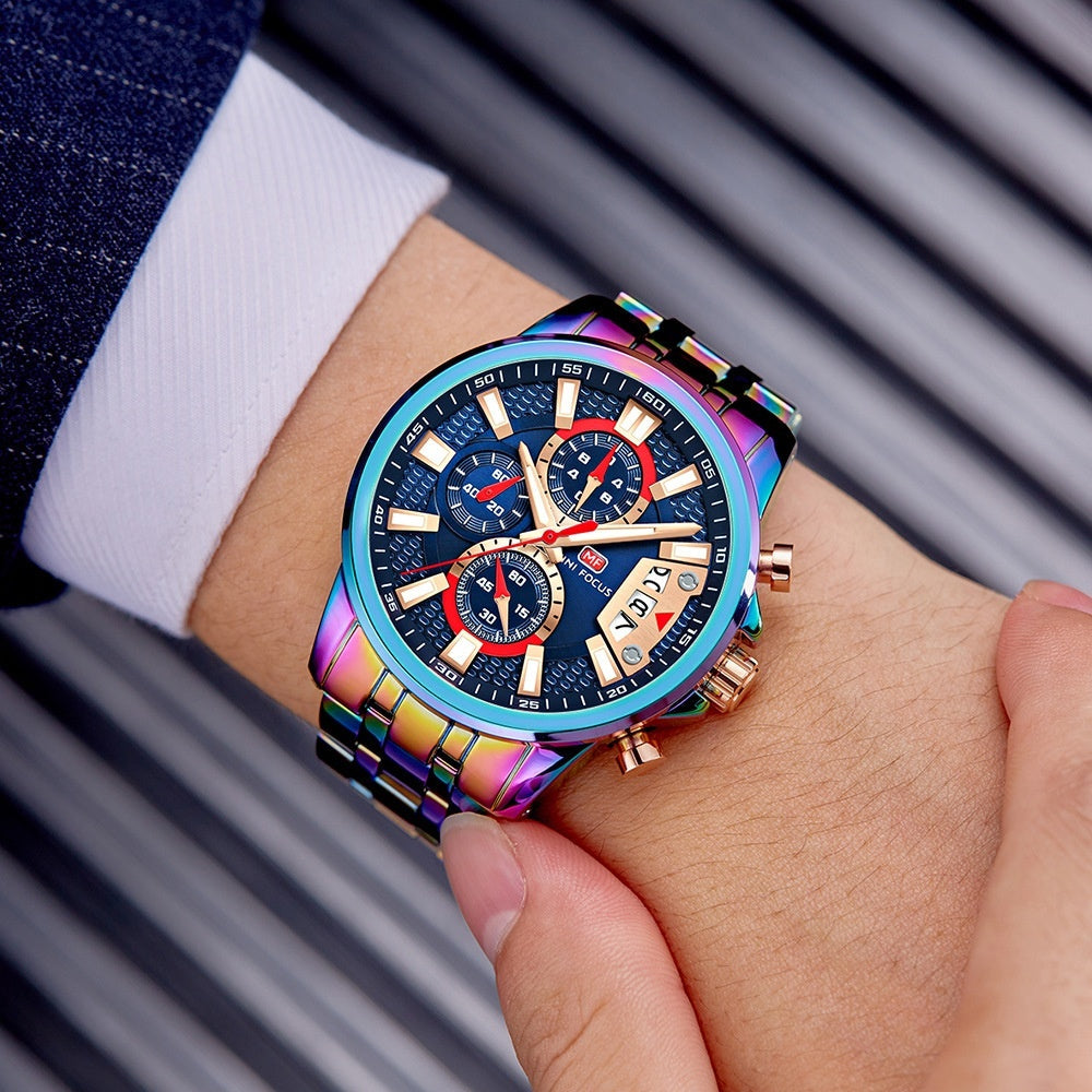 Mini Focus MF0352G Quartz Watch Magic Color Ring Multifunctional quartz watch for Men