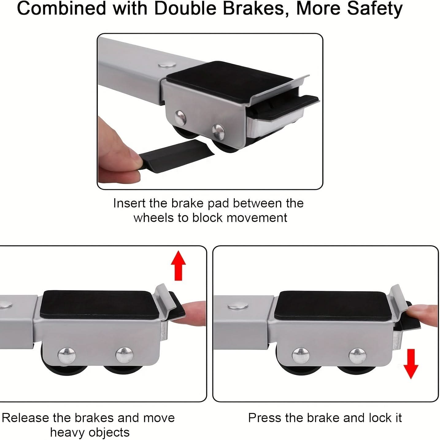 2-Piece Heavy Duty Metal Adjustable Furniture Mover Dolly Set