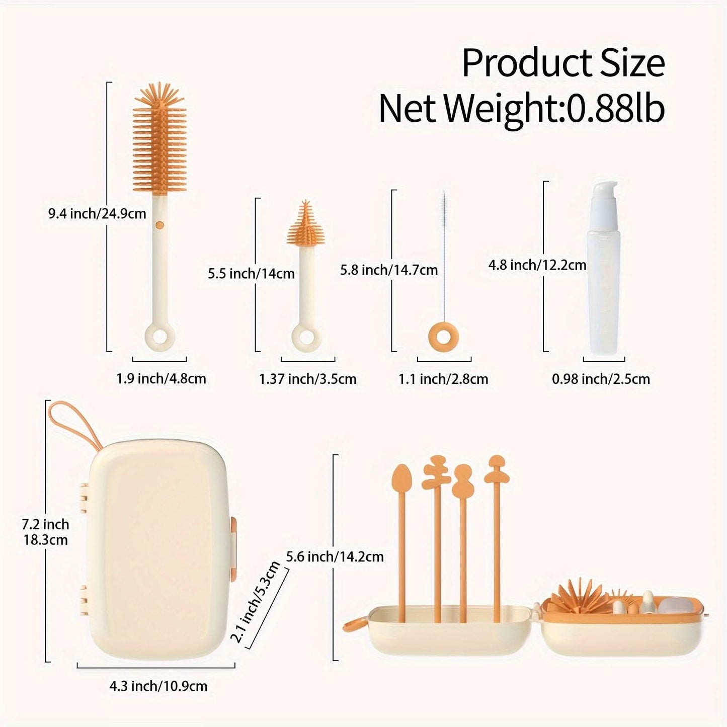 Silicone Bottle & Pacifier Brush Set with Storage Box