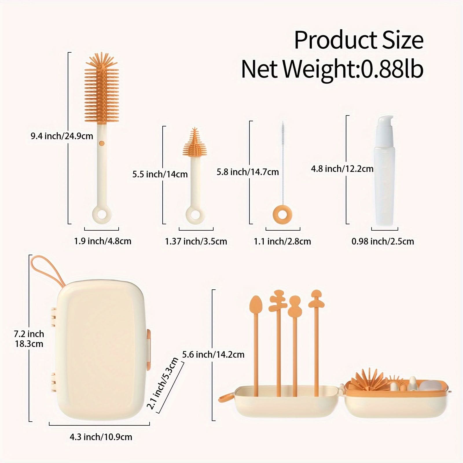 Silicone Bottle & Pacifier Brush Set with Storage Box