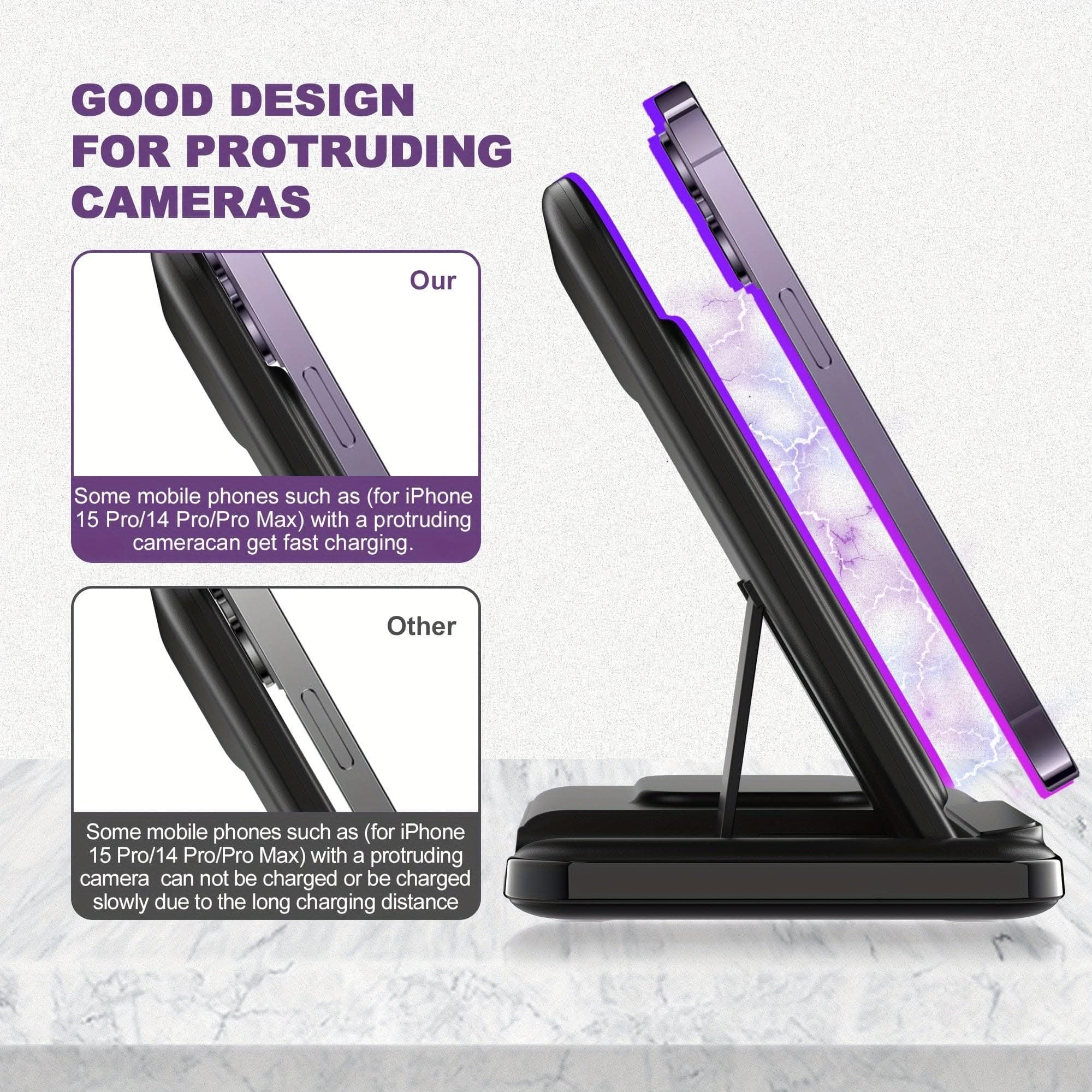 3-in-1 Foldable Wireless Charging Station – Fast Charging for iPhone, iWatch, and AirPods
