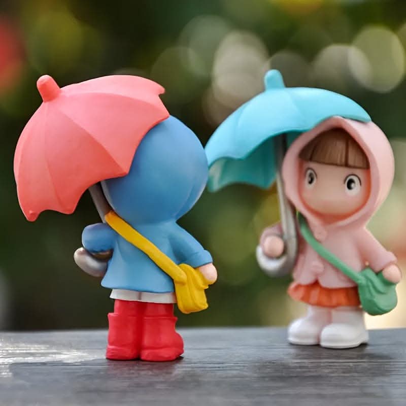 4-Piece Cute Umbrella Girl Car Center Console Decor Set