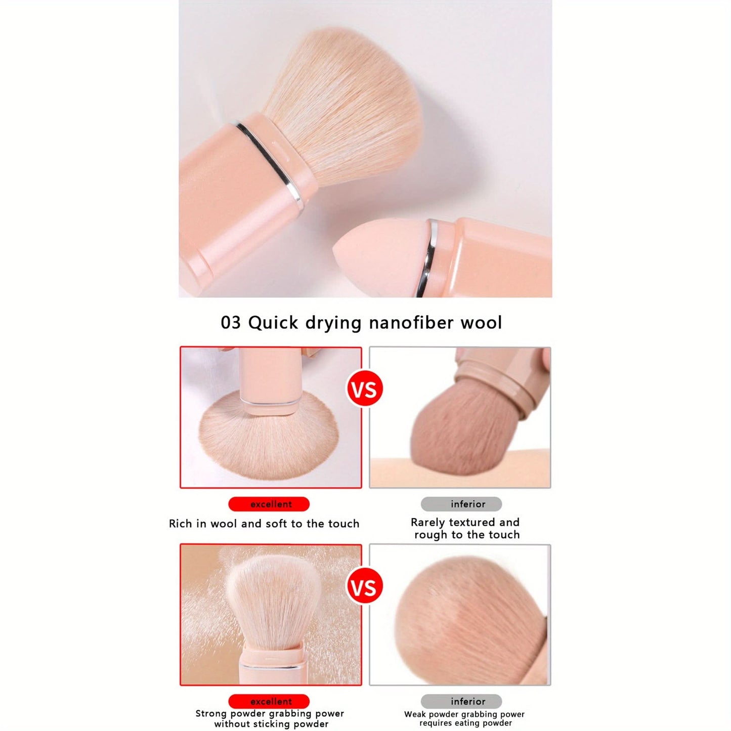 8-Piece Makeup Brush Set – Professional Powder
