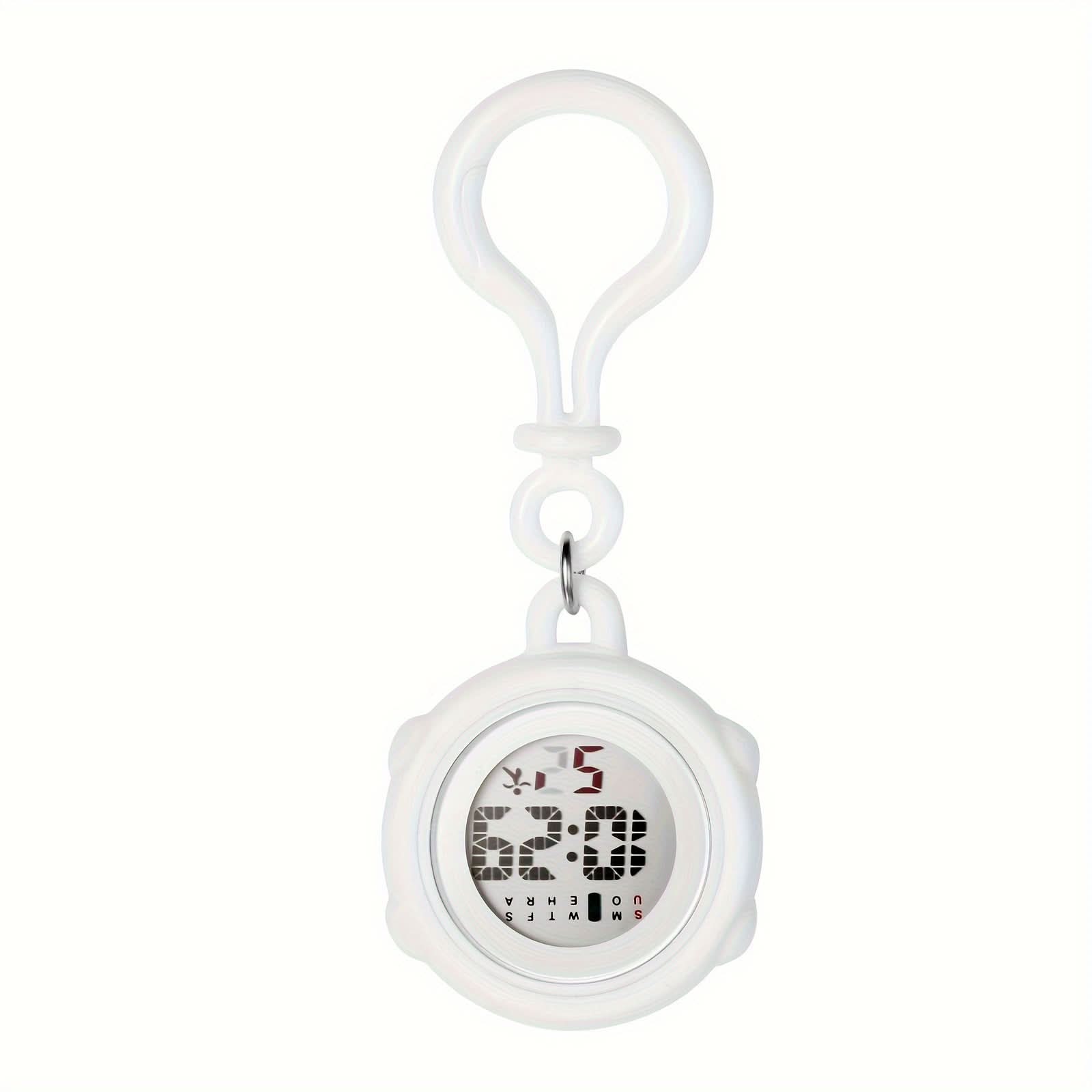 Digital Clip-On Watch with Silicone Cover & Carabiner - Fob Watch for Nurses