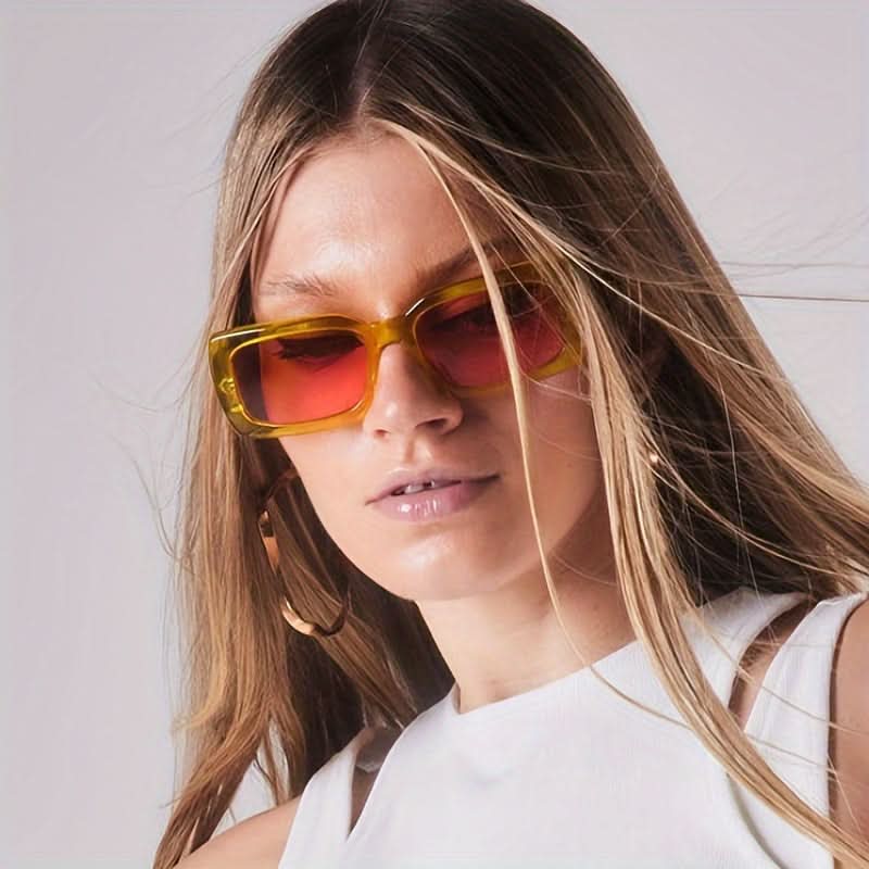 Cyberpunk Yellow Tinted Square Glasses for Women - Anime Alloy Eyewear