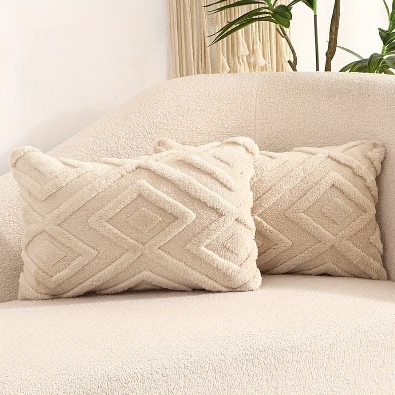 2-Piece Contemporary Knit Geometric Throw Pillow Covers