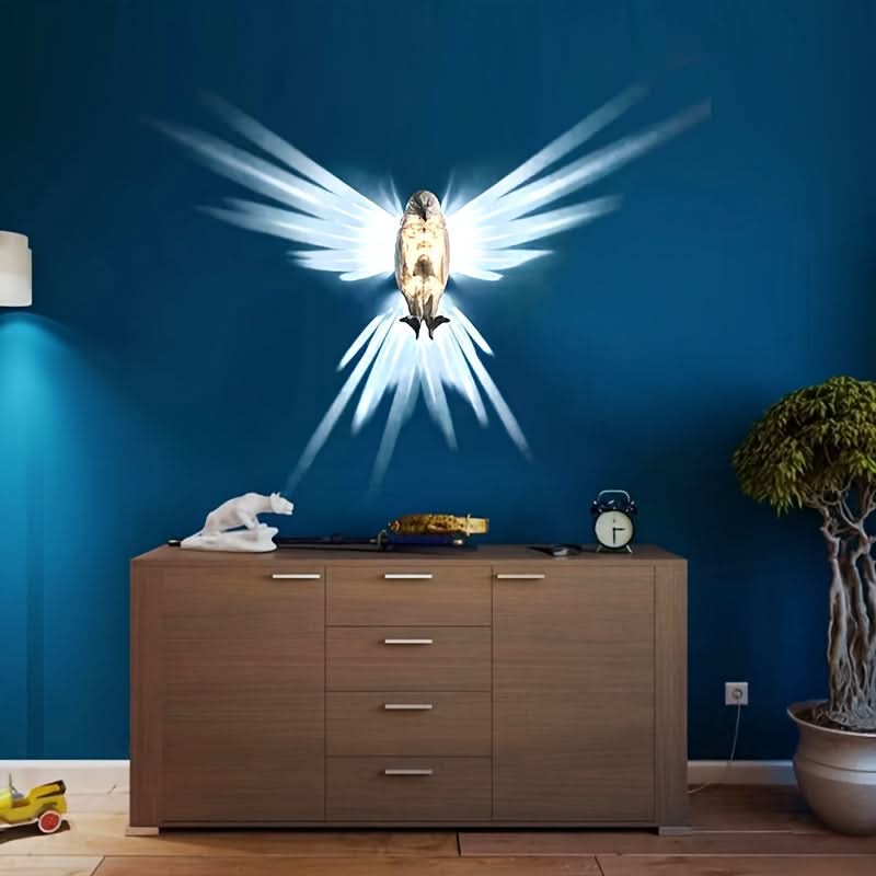 Eagle & Owl LED Wall Lamp - Battery-Powered Decorative Night Light