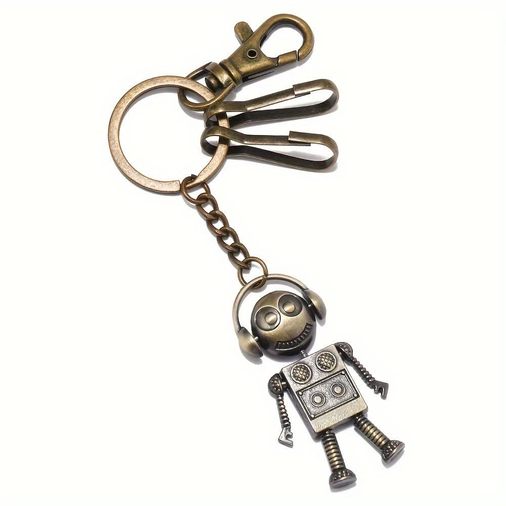 Earphone Robot Keychain – Funky Bronze Pendant for Men