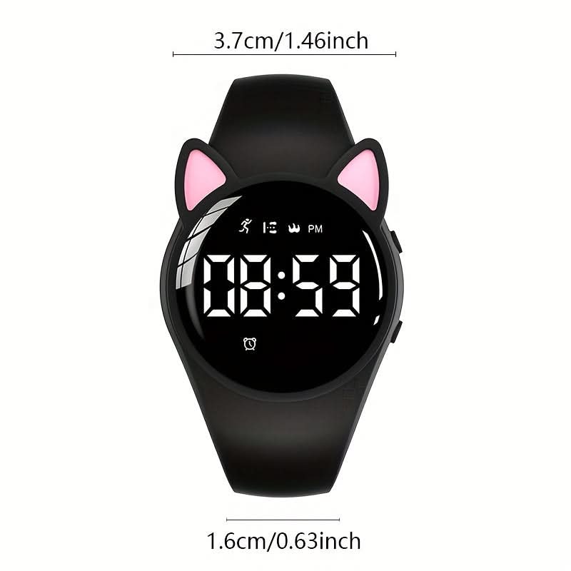 Cute Cat Ear Digital Watch for Kids - Silicone Band
