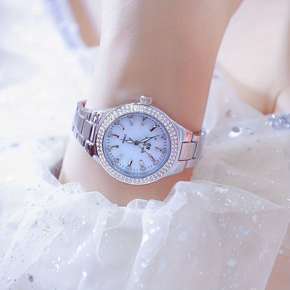 Exquisite Rhinestone Quartz Watch – Sparkling Casual Analog Timepiece