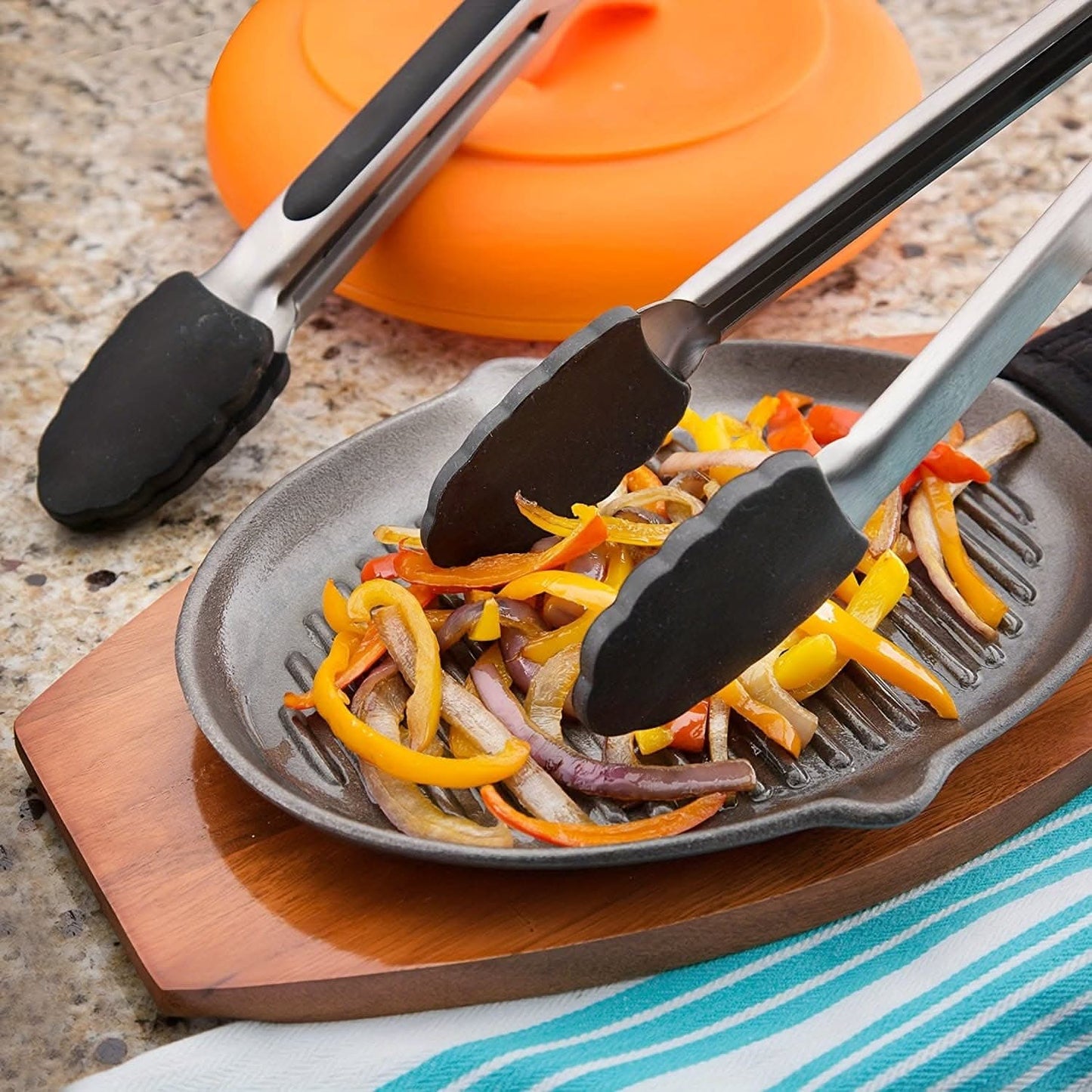 3-Pack Silicone & Stainless Steel Food Tongs - Multifunctional Kitchen Utensils