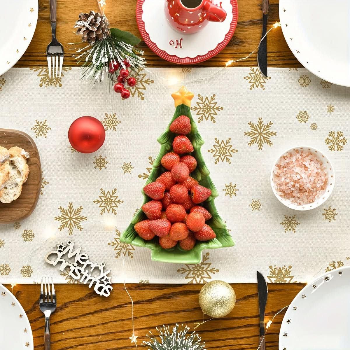 Christmas Table Runner - Trees & Cardinals Decor