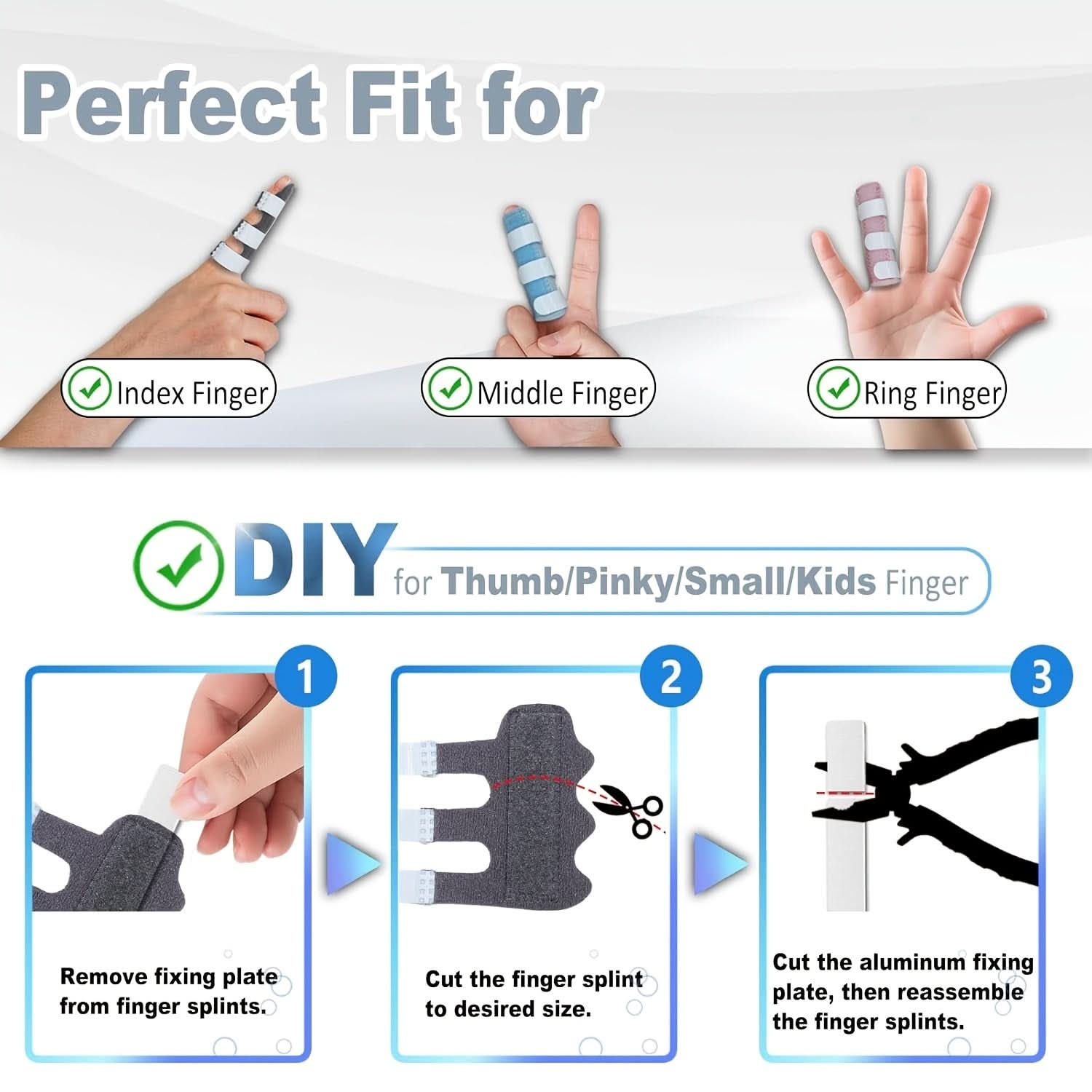 4pcs Trigger Finger Splint Set - Adjustable Finger Brace for Middle