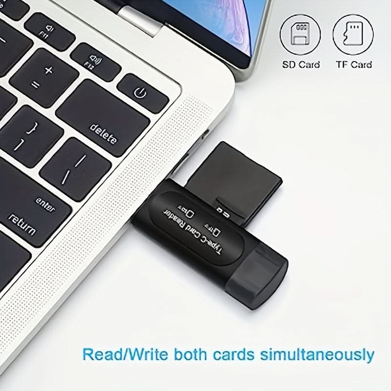 4-in-1 Dual Slot Card Reader - Type C/USB