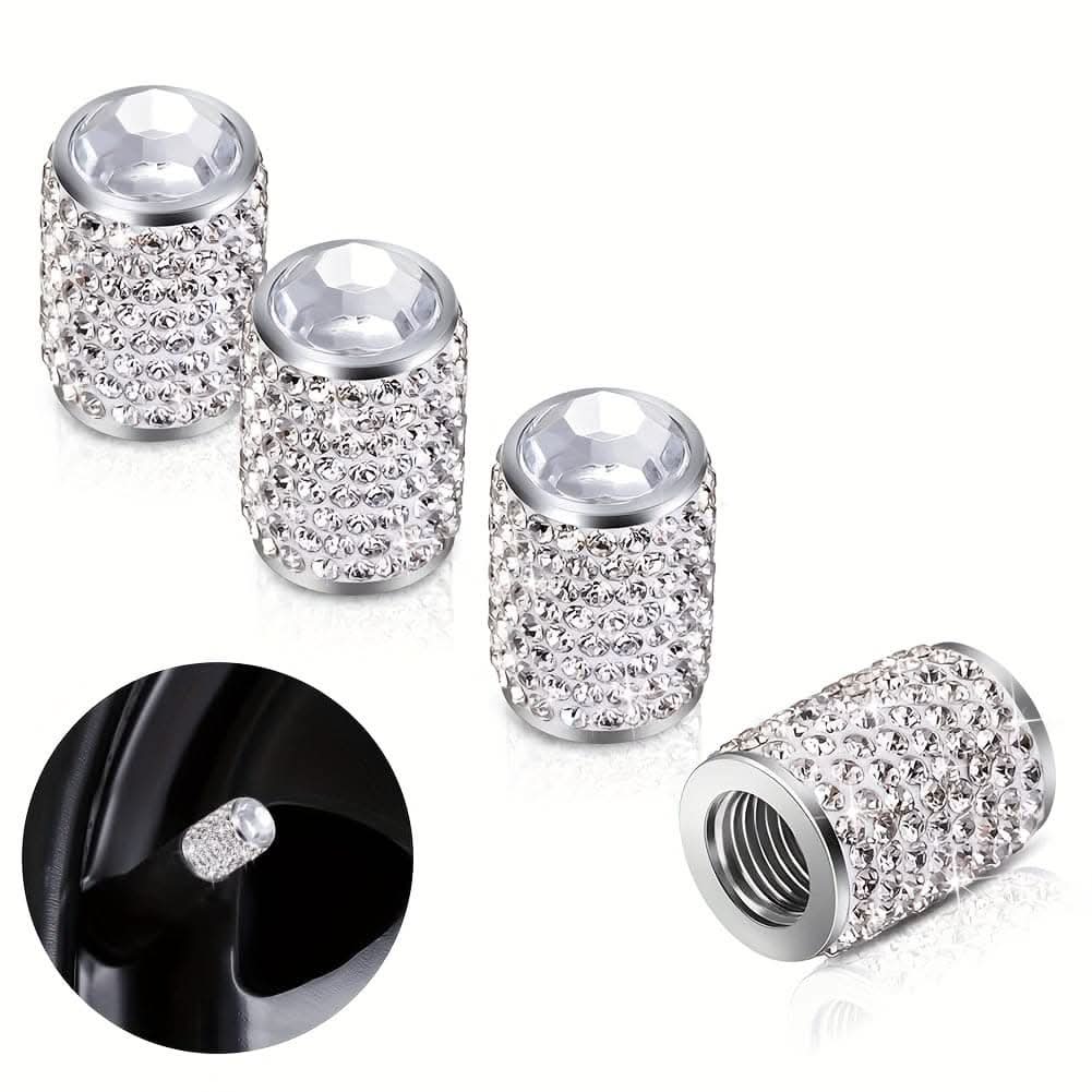 4pcs Bling Tire Valve Caps – Crystal Rhinestone Car Wheel Stem Covers