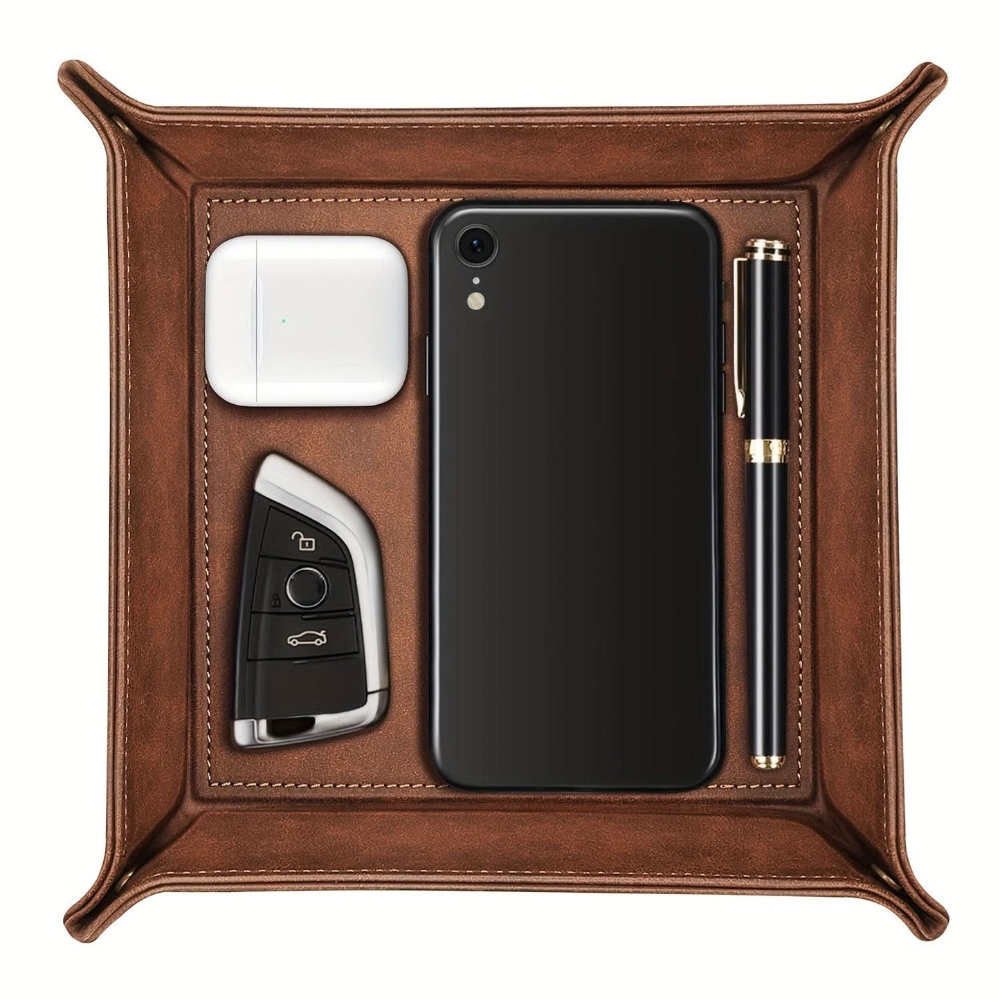Luxury Faux Leather Valet Tray – Organizer for Men’s Essentials