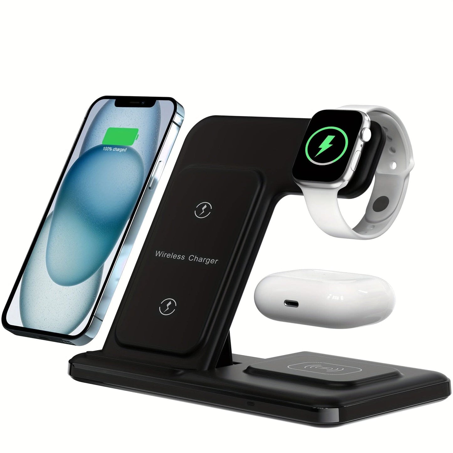 3-in-1 Foldable Wireless Charging Station – Fast Charging for iPhone, iWatch, and AirPods