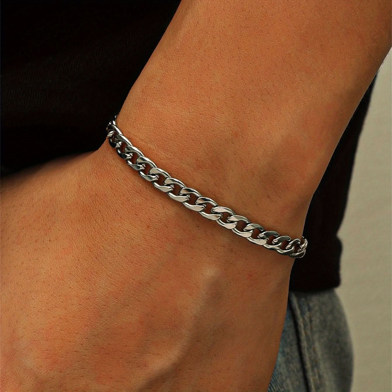 Men's Stainless Steel Chain Bracelet - Minimalist Style